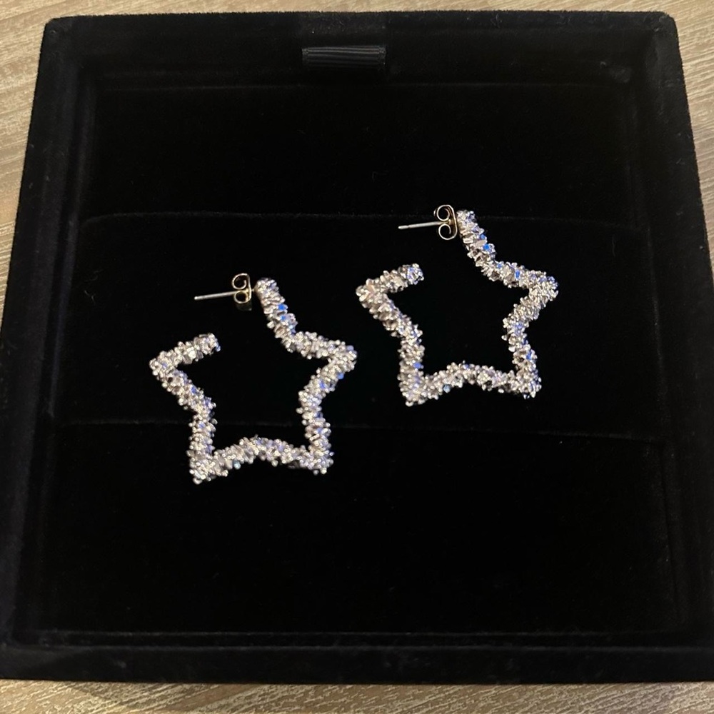 Silver Star Shaped Earrings